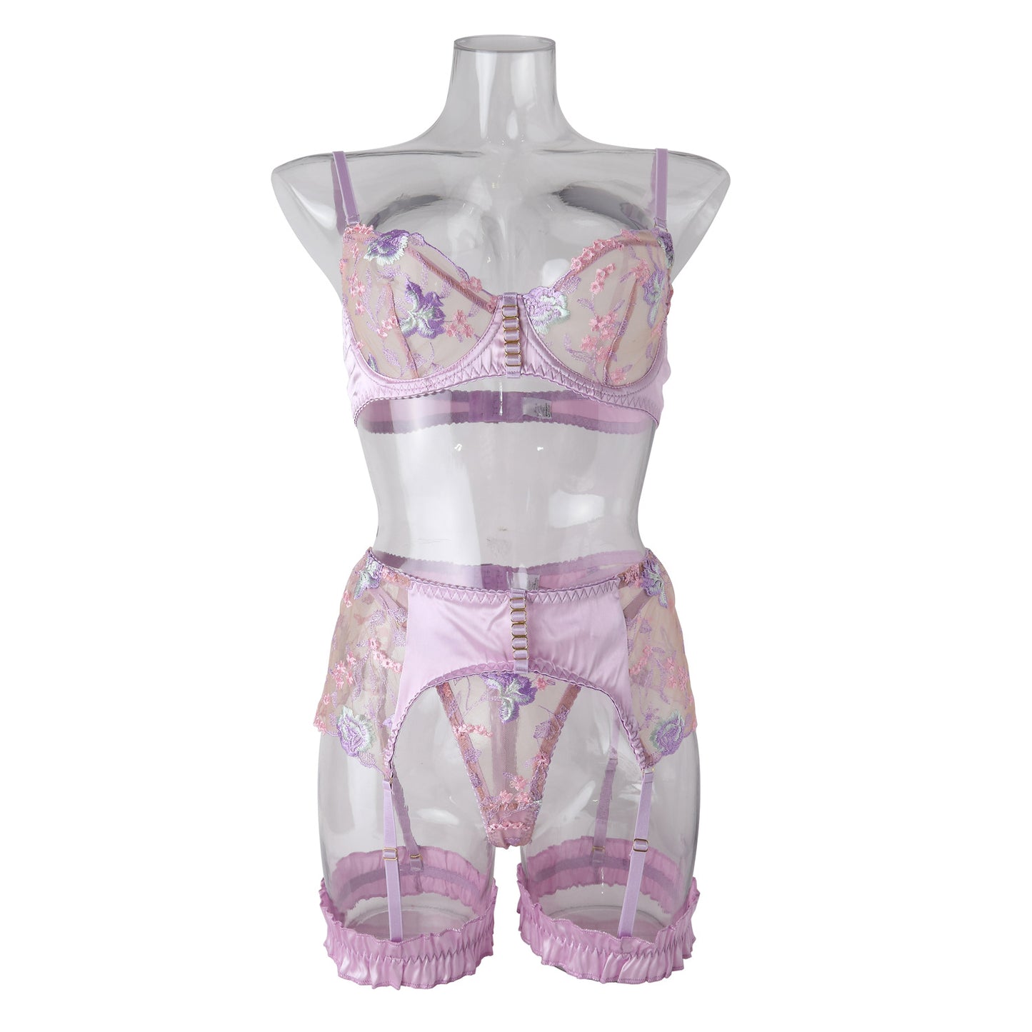 New hot selling lace perspective sexy lingerie set embroidered bra